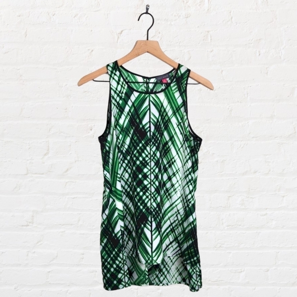 Vince Camuto Green Plaid Sleeveless Top
